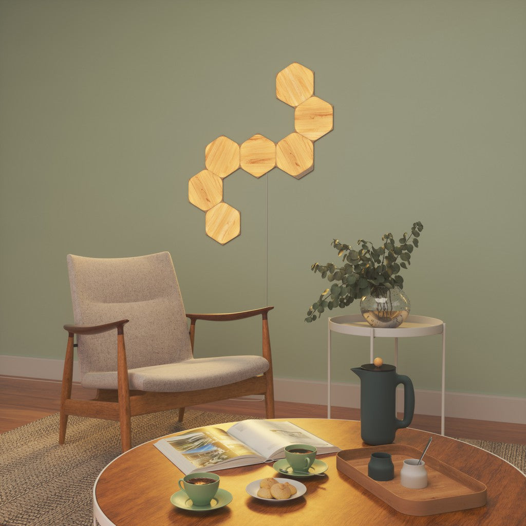 Nanoleaf Elements Wood Look Hexagons - Smart Light Smarter Kit (3/7 Light Hexagons)