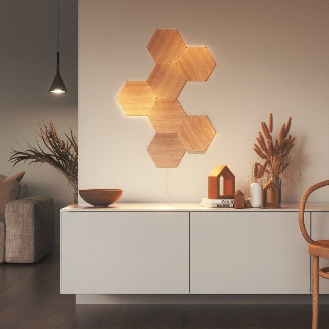 Nanoleaf Elements Wood Look Hexagons - Smart Light Smarter Kit (3/7 Light Hexagons)