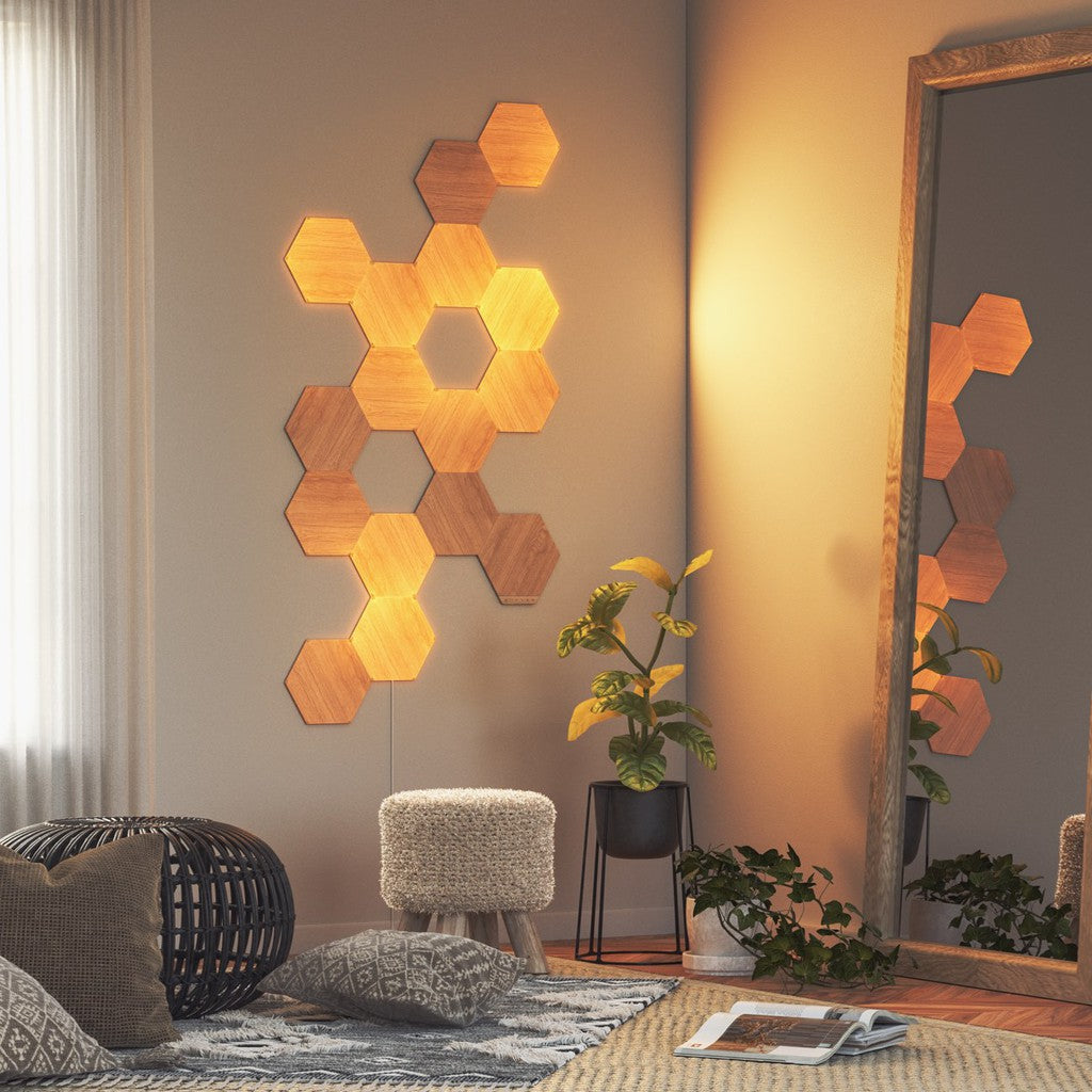 Nanoleaf Elements Wood Look Hexagons - Smart Light Smarter Kit (3/7 Light Hexagons)