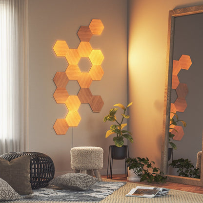 Nanoleaf Elements Wood Look Hexagons - Smart Light Smarter Kit (3/7 Light Hexagons)