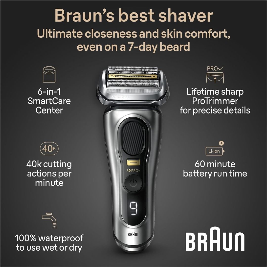 BRAUN Series 9 PRO+ 9587cc Wet & Dry shaver with 6-in-1 SmartCare