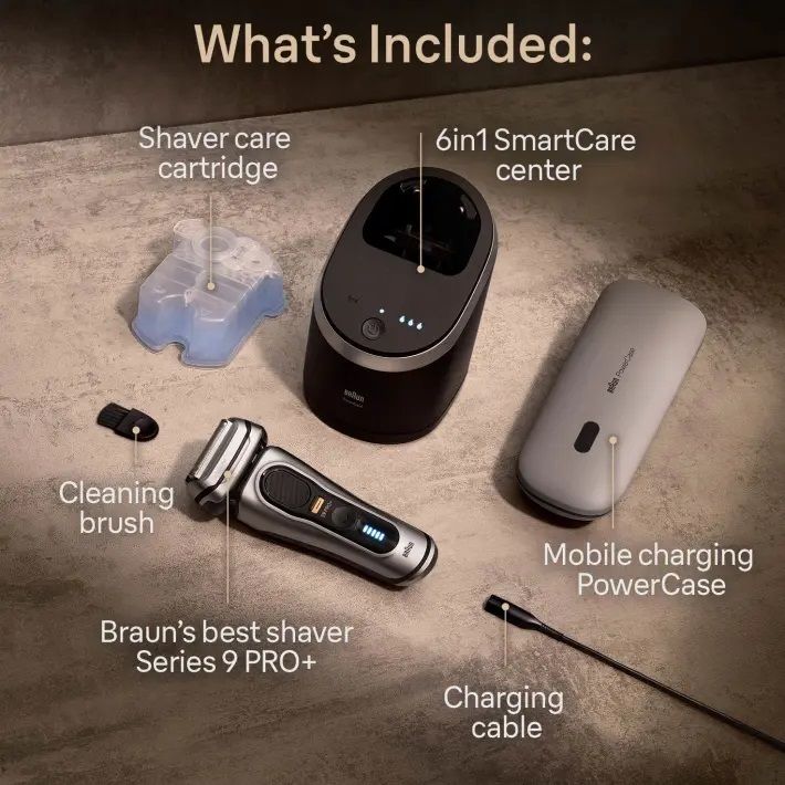 Braun Series 9 PRO+ 9577cc Wet & Dry shaver with 6-in-1 SmartCare center and PowerCase